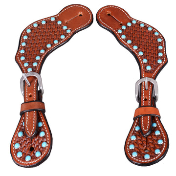 Bar H Equine Leather Spurs Straps for Adults - Western Womens Spur Straps for Horse Riding, Barrel Racing, Show, and Rodeo